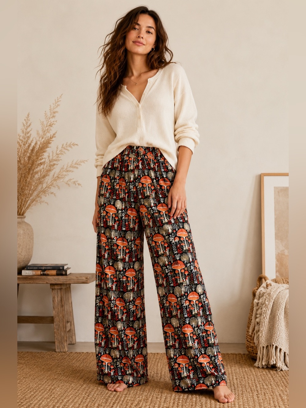 Anthropologie Real Fun Wow Mushroom Print Lounge Pants XL NWOT
Black Wide-Leg - Picture 1 of 5